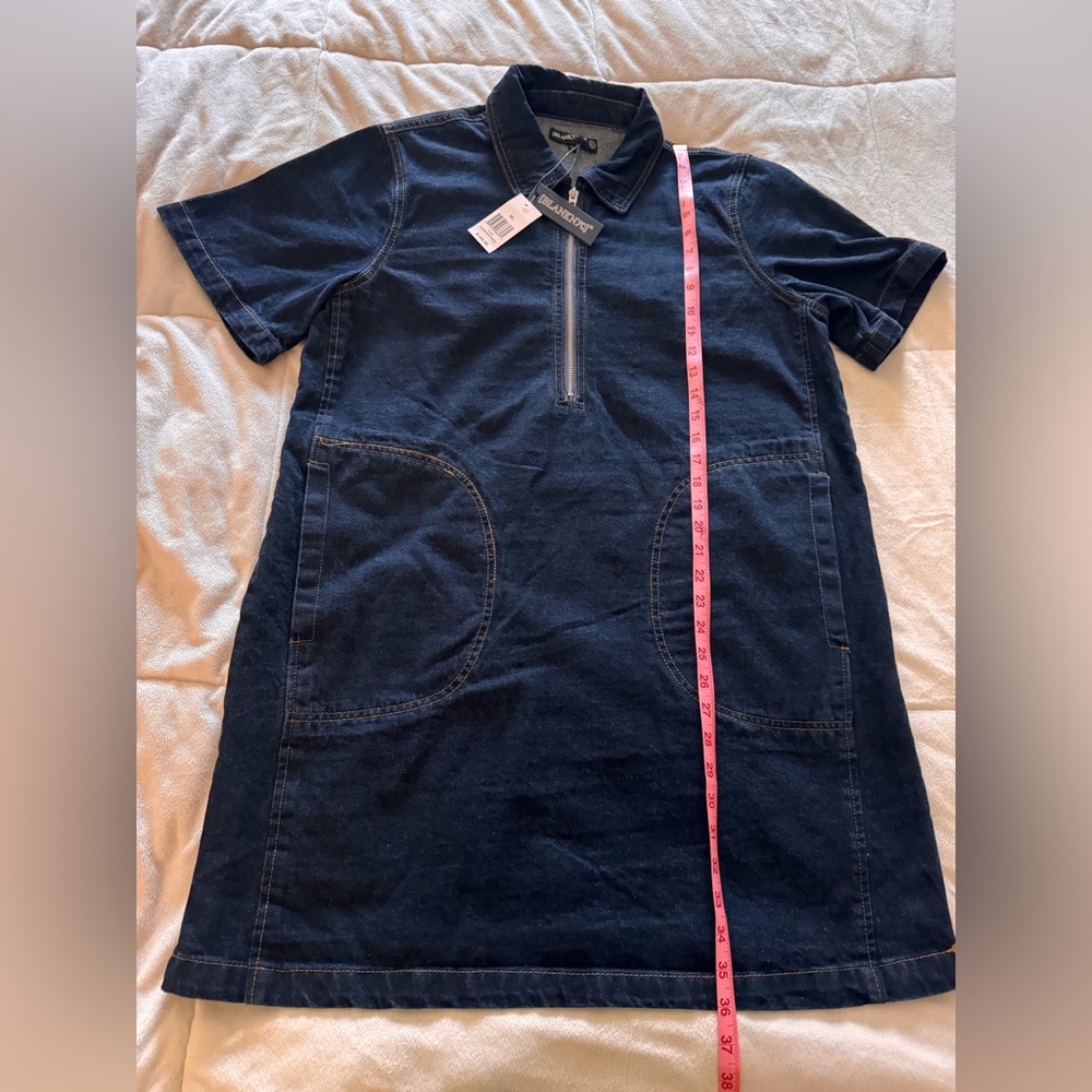 NWT ADORBS AF ZIP FRONT DENIM MINI DRESS FROM BLANK NYC SZ XL ORIG $128 - Picture 4 of 8